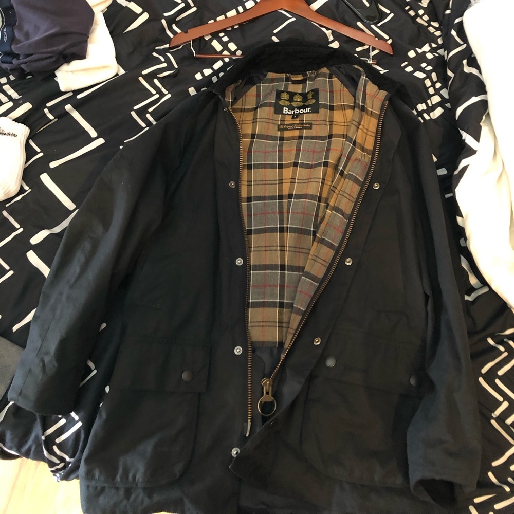 Men’s dark navy “Ashby” waxed jacket